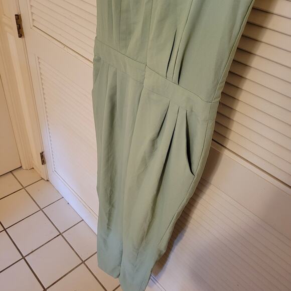City and Painting Mint Green Lace Front Zip Jumpsuit Medium Pockets - Picture 5 of 6